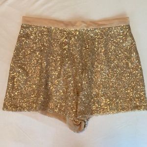 French Connection Gold Sequin Shorts